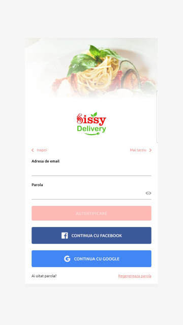 Sissy Delivery - Android and iOS Mobile App, aggregator type, for restaurants with home delivery